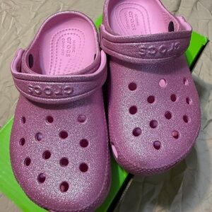 CROCS Kids Sparkly Slippers - Glittery Pink